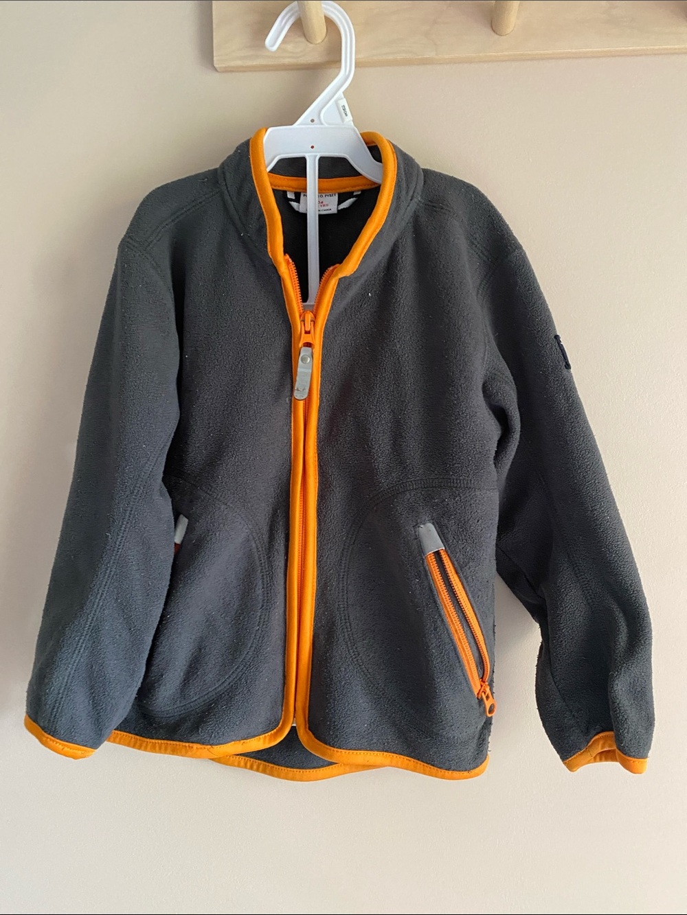 Polarn O. Pyret Charcoal Fleece Jacket with Orange Trim